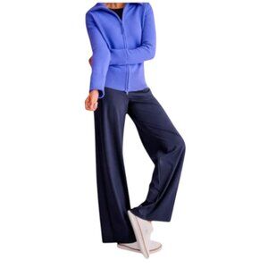 T By Talbots Out And About Wide Leg Pants Navy Blue Hi-Rise Size Petite XL EUC